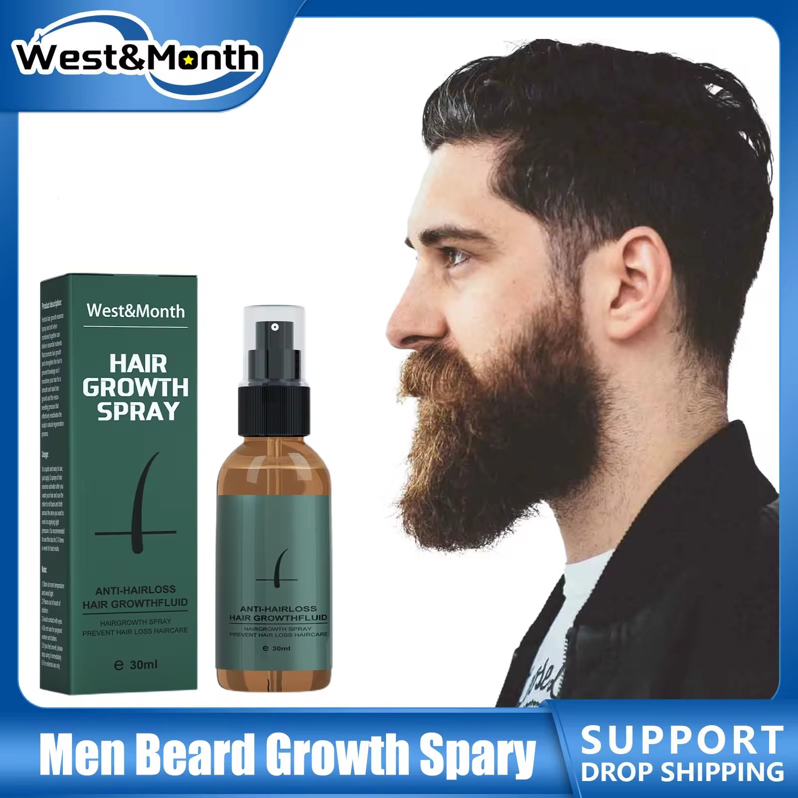 Hair Care Essence Oil Spray - Doğal Erkek Sakal Uzatma Rulo Seti